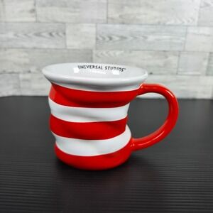 Universal Studios Dr Seuss Cat in the Hat Red White Striped Sculpted Coffee Mug